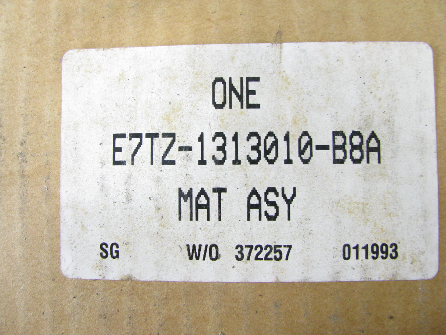New OEM Ford E7TZ-1313010-B8A Black Vinyl Floor Liner Mat 1987 Ranger Supercab