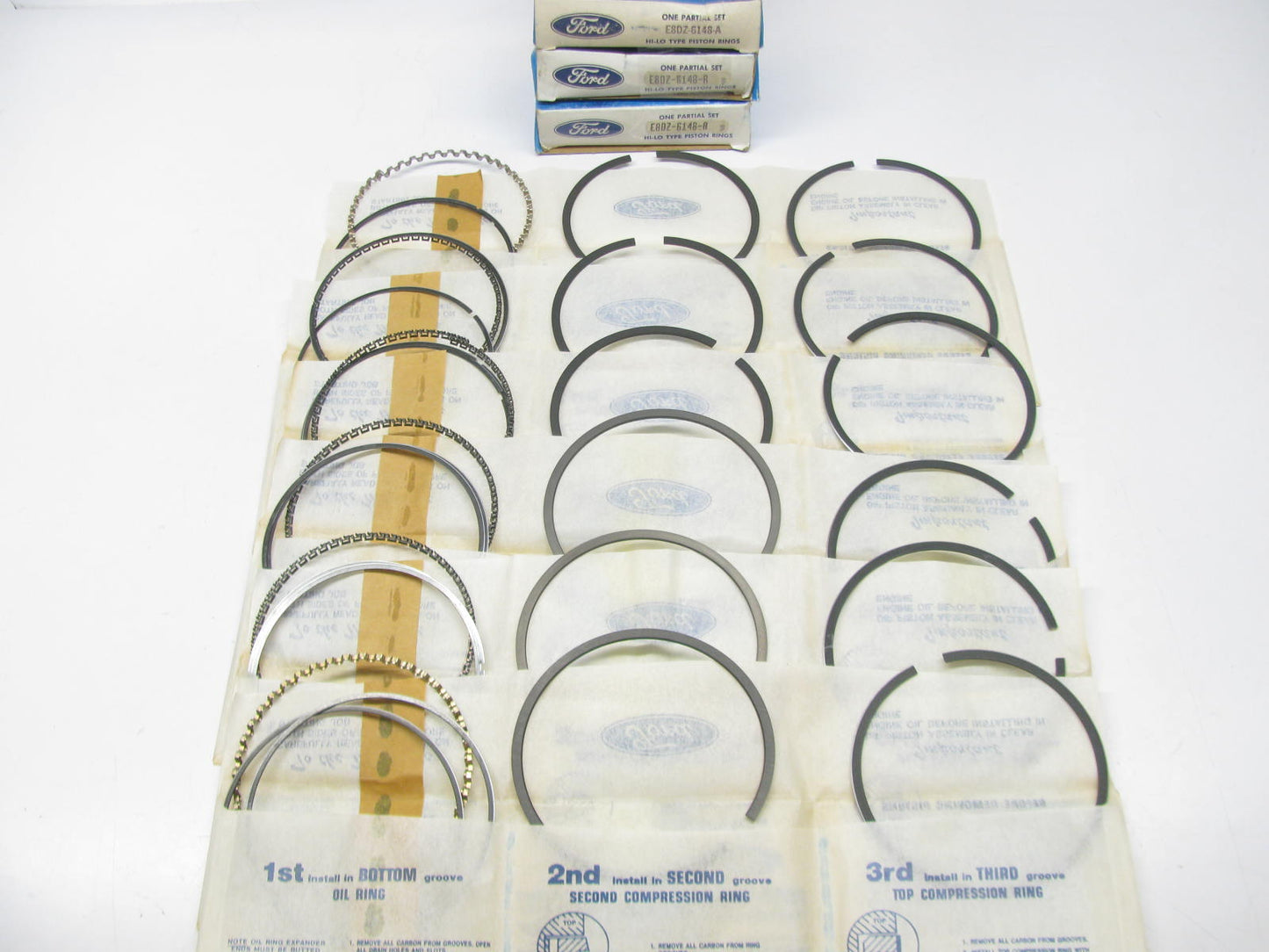 NEW - OEM Ford E8DZ-6148-A Full Piston Rings Set - Standard 1988-1989 3.8L-V6