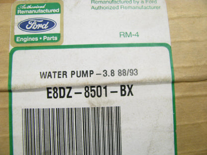 Reman. OEM Ford E8DZ-8501-BX Water Pump - 1988-1993 Ford 3.8L 232 V6