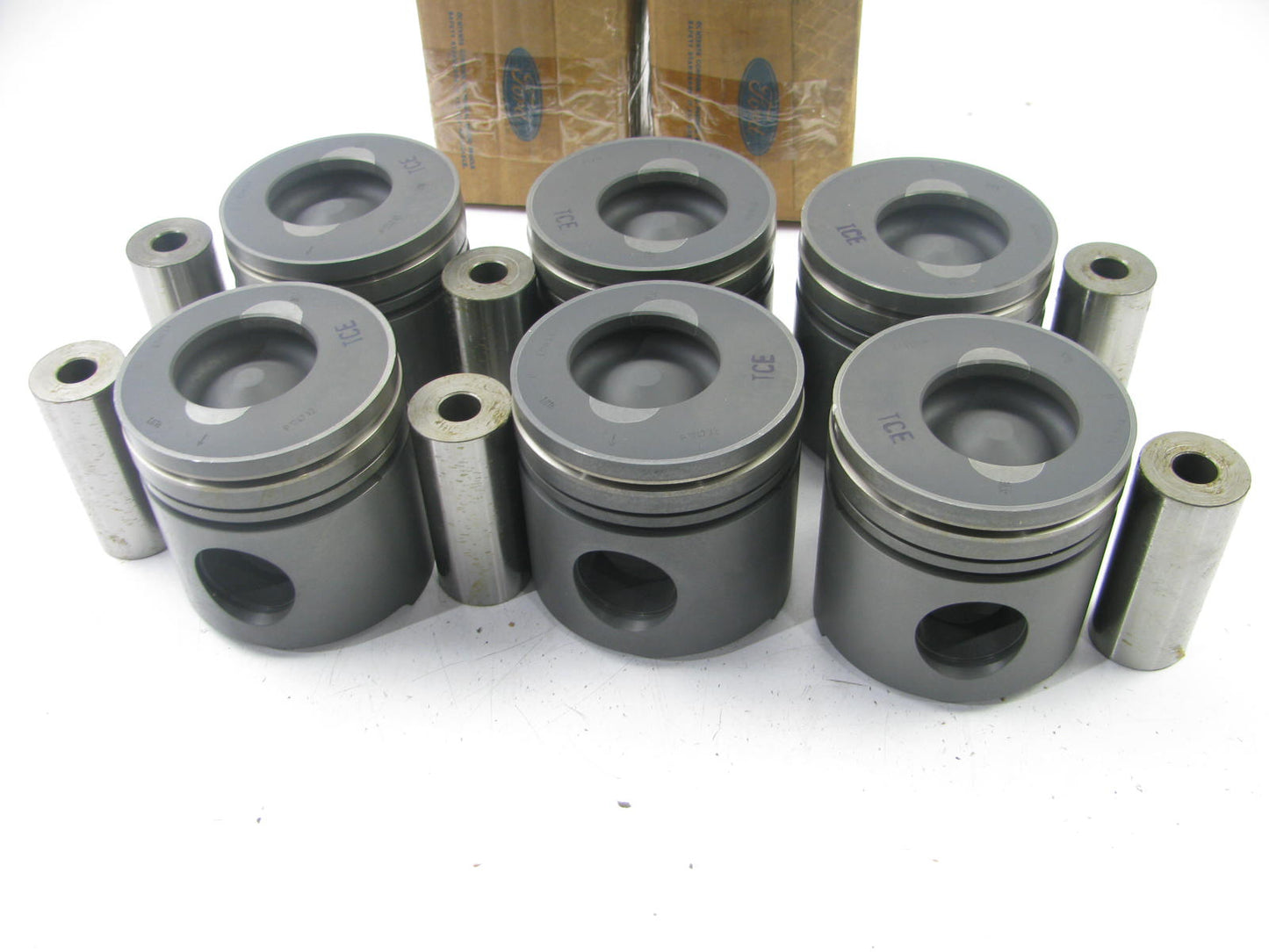 (6) NEW - OEM Ford E8HZ-6108-E Piston .040'' For 88-93 6.6L FTO Diesel 165HP CALI