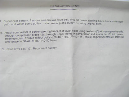 NEW - OEM Ford E8UZ-19B969-B Dealer Installed A/C Drive Kit 88-91 E-150/350 4.9L