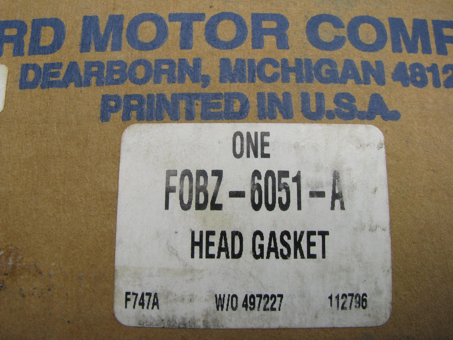 NEW GENUINE OEM Ford F0BZ-6051-A SINGLE Cylinder Head Gasket