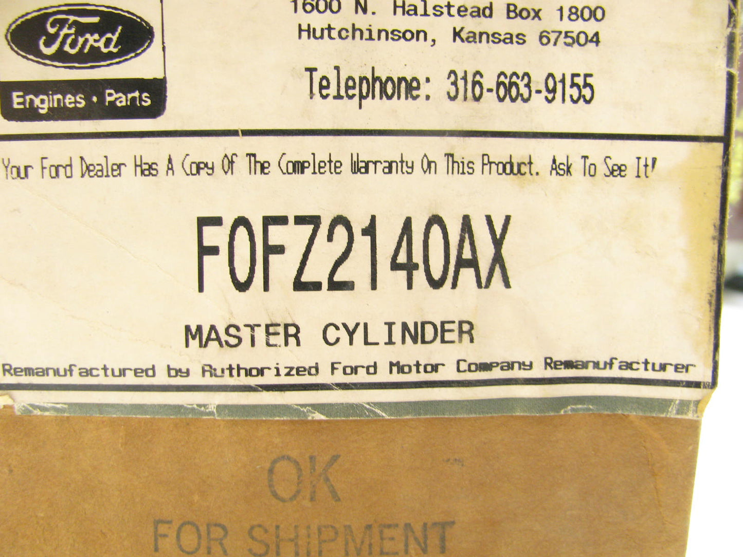 REMAN - OEM Ford F0FZ-2140-AX Brake Master Cylinder W/ Reservoir
