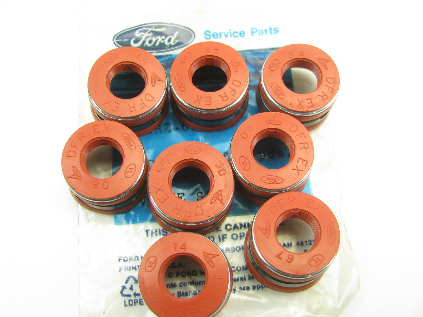 (8) NEW - OEM Ford F0HZ-6571-B Valve Stem Oil Seal 1987-1991 370 429 V8