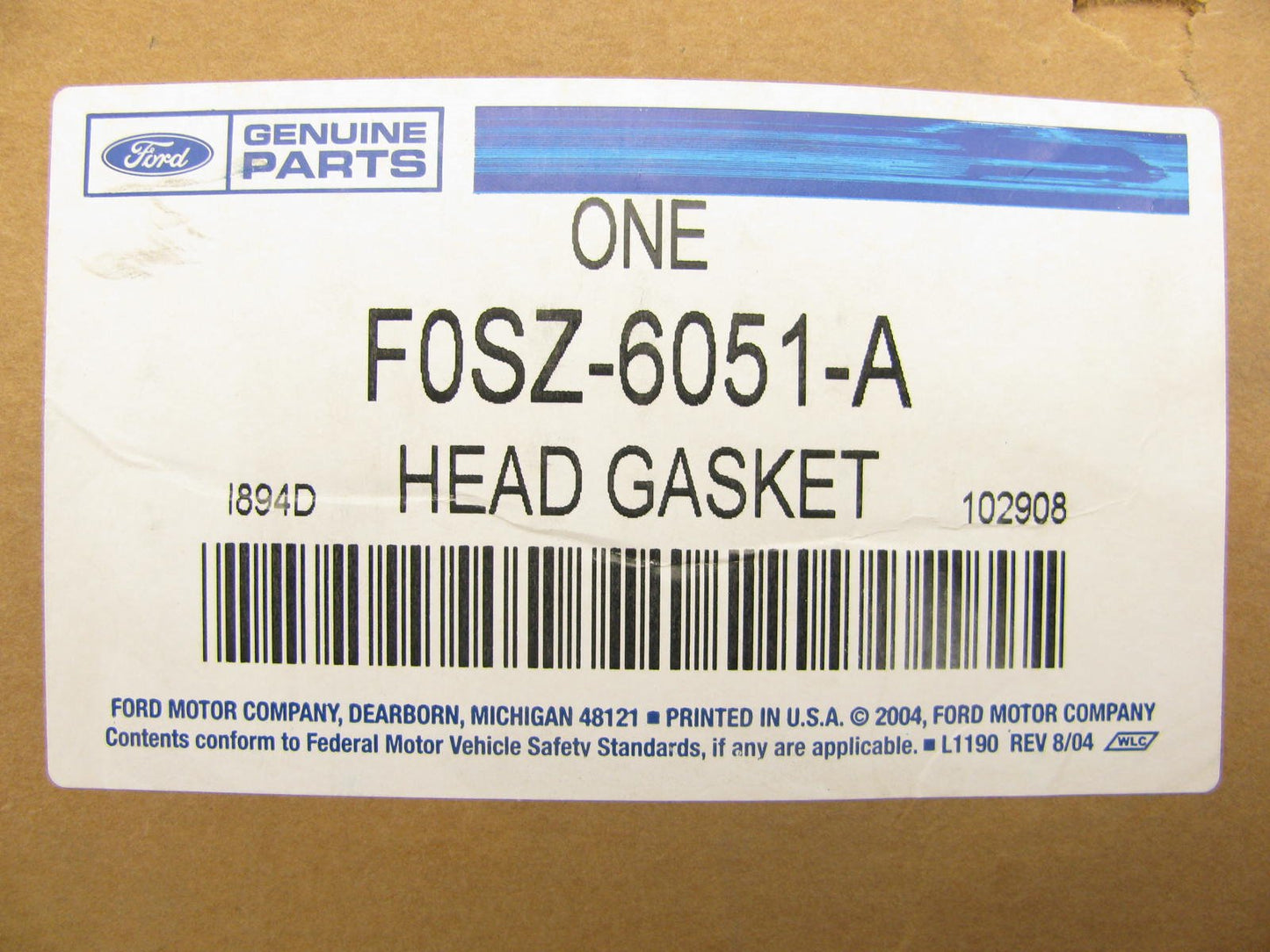 NEW GENUINE OEM Ford Cylinder Head Gasket - 1982-1995 Ford 3.8L V6 F0SZ-6051-A