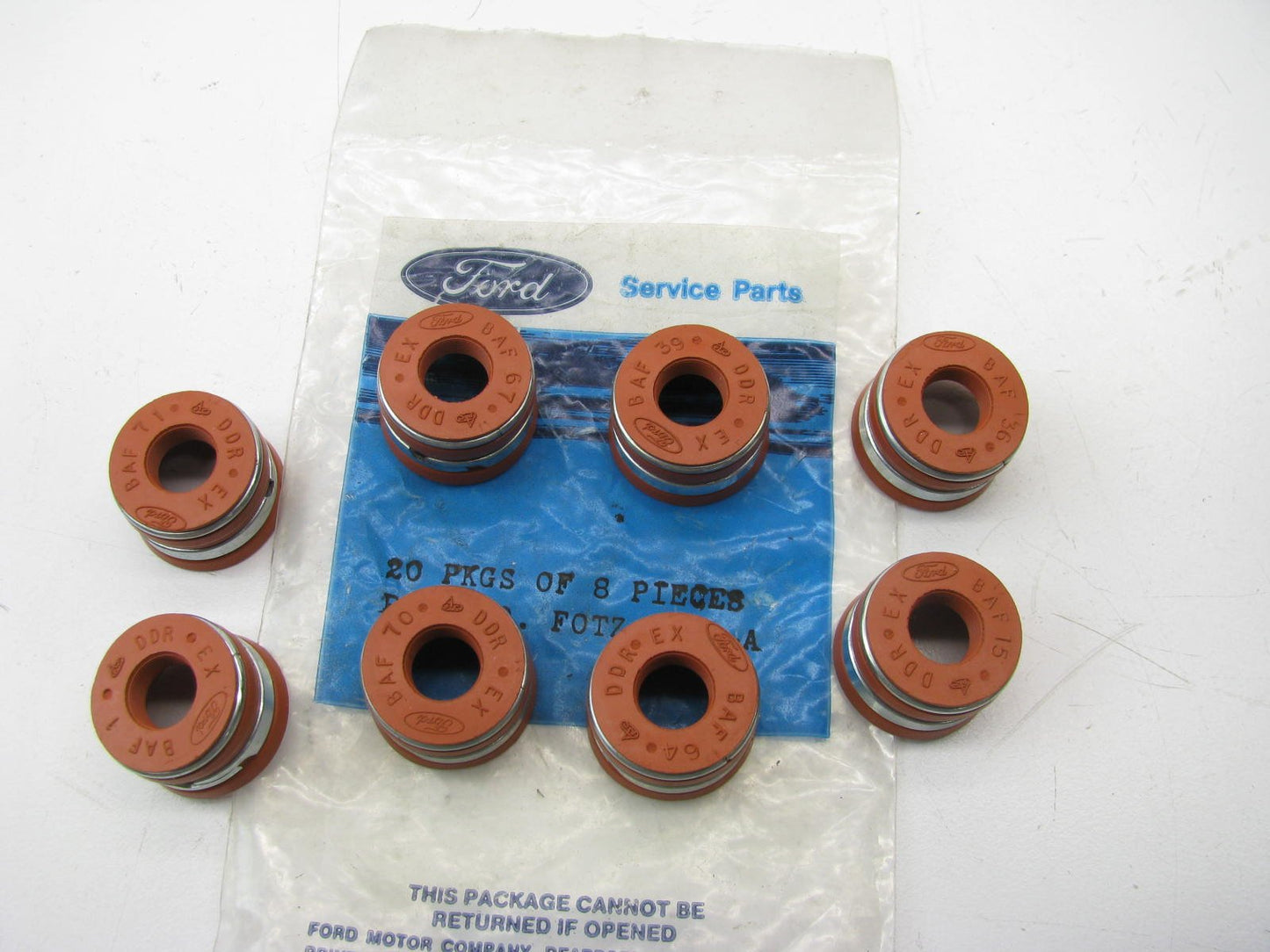 (8) NEW - OEM Ford F0TZ-6571-A Engine Valve Stem Seals 1986-1989 7.5L 460