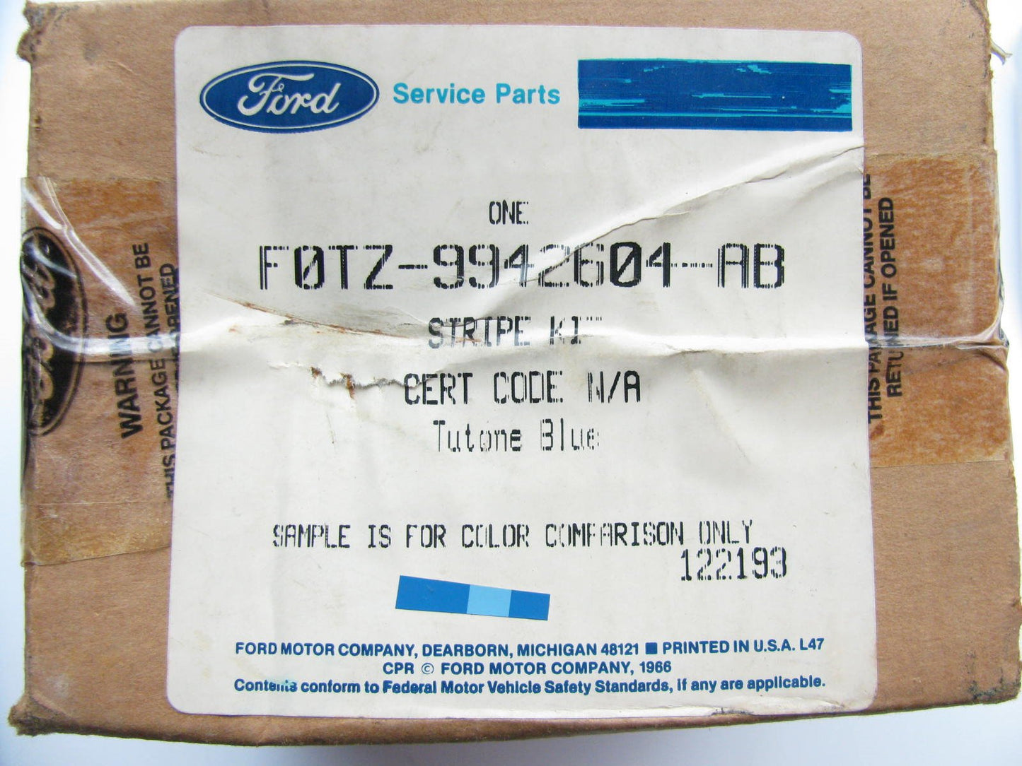 NOS OEM 1991 Ford F250 REGULAR CAB Tailgate STRIPE  Tutone Blue F0TZ-9942604-AB