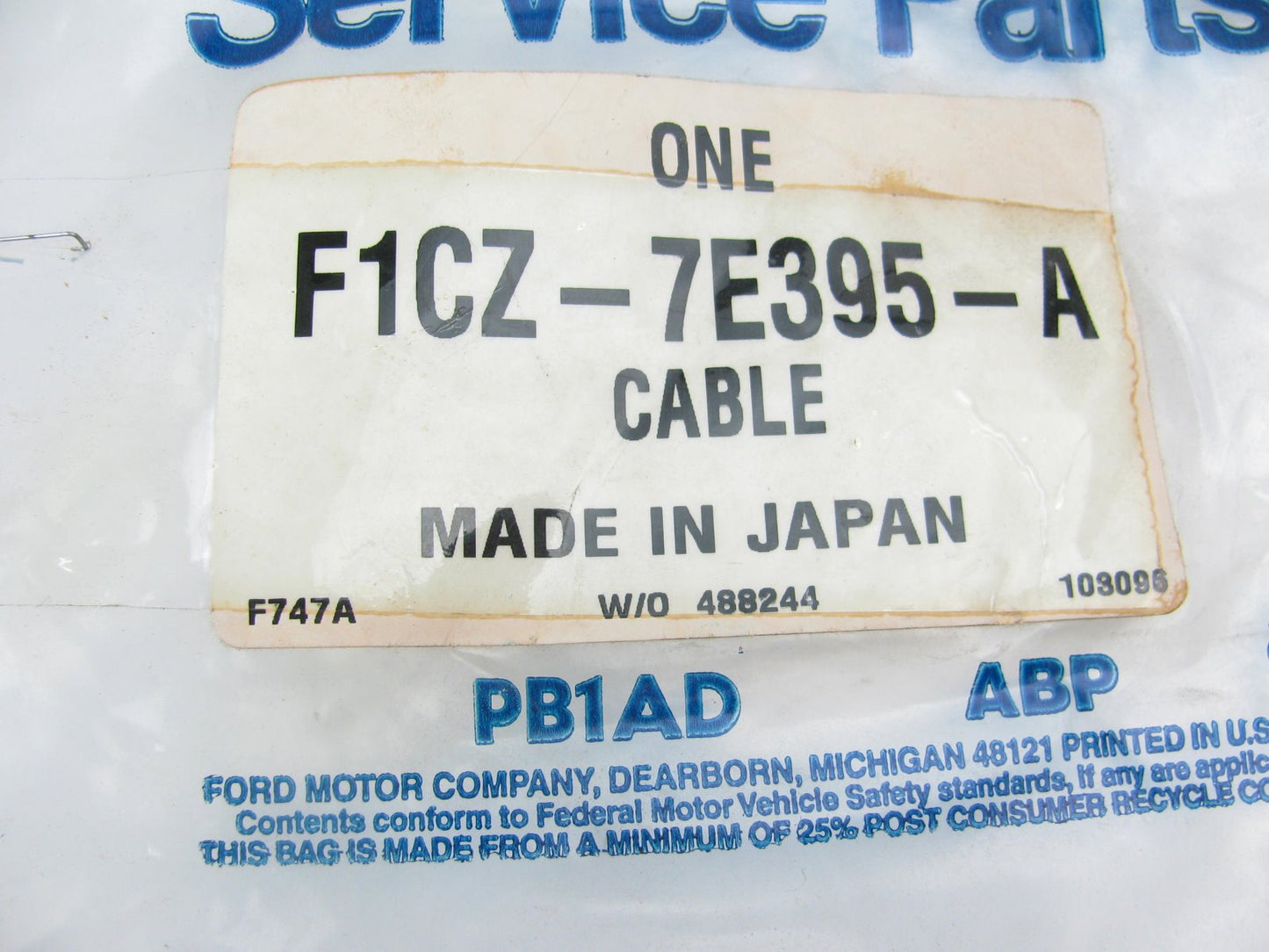 Ford F1CZ-7E395-A Automatic Transmission Shift Cable - 1991-1996 Escort Tracer