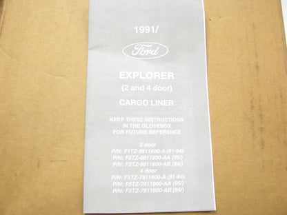 NOS Ford Rear Cargo Liner Cover Black F1TZ7811600A For 1991-1994 Explorer 4dr
