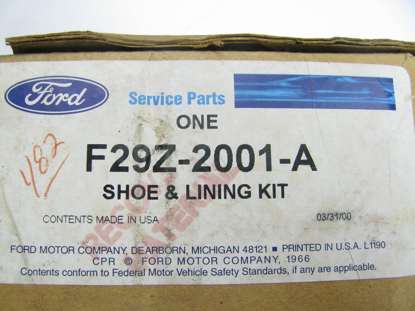NEW GENUINE - OEM Ford F29Z-2001-A Front Disc Brake Pads