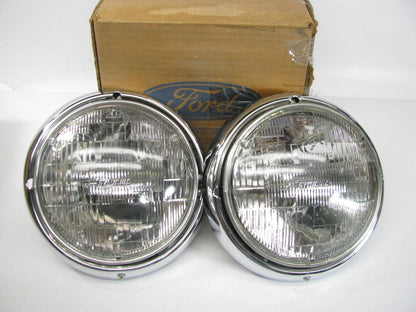 (2) UNIVERSAL Genuine OEM Ford Round Headlamps Head Lights - E350 Cutaway Van
