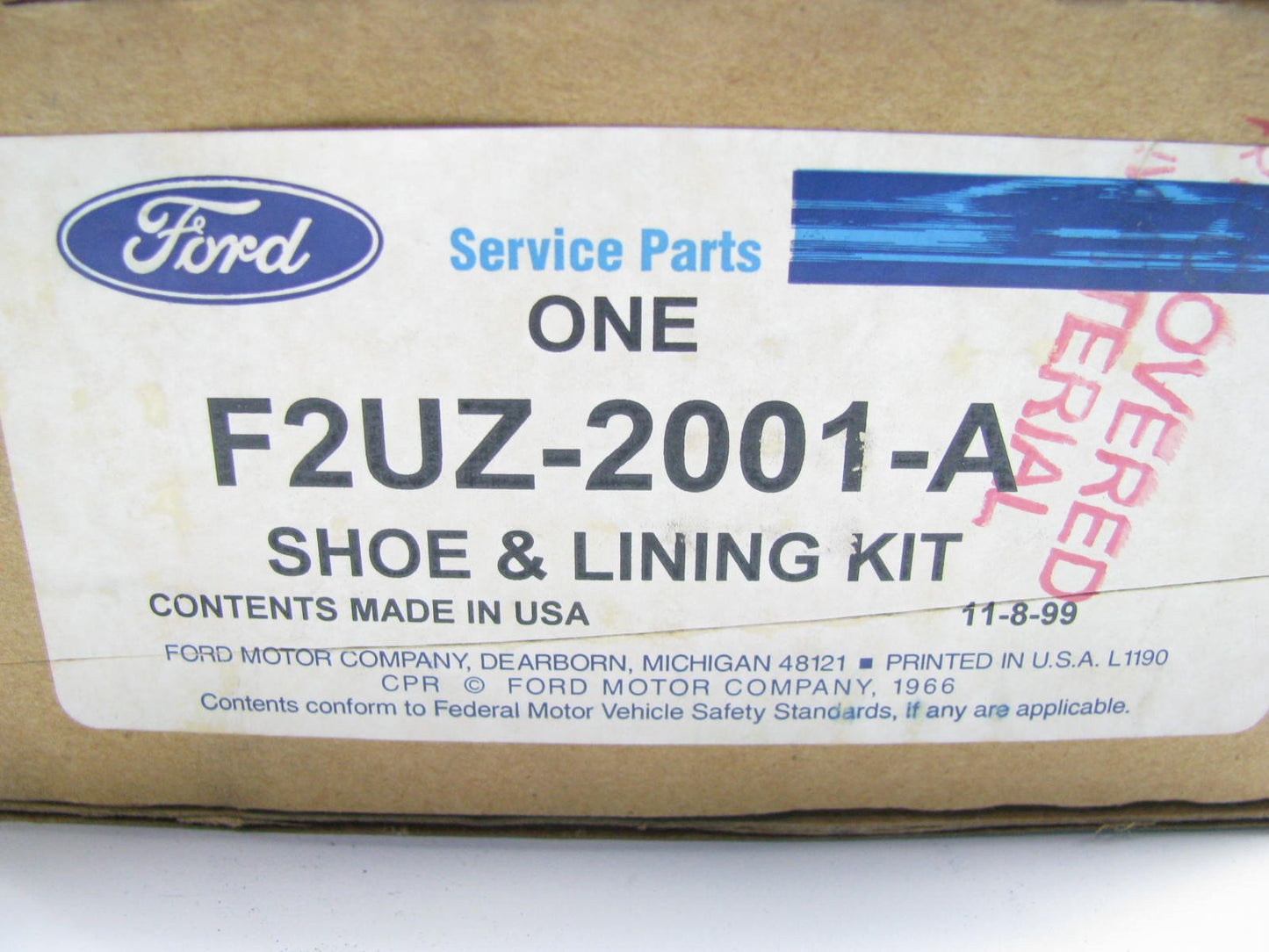 1992-1994 Ford E-250, E-350 Econoline FRONT Brake Pads OEM Ford # F2UZ-2001-A