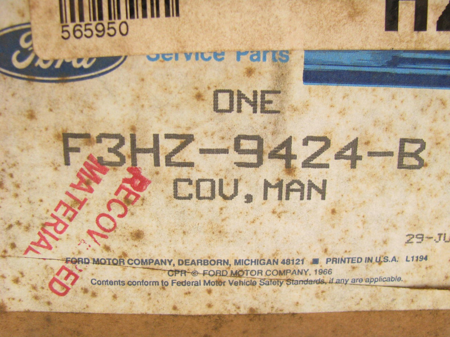 New OEM Ford F3HZ-9424-B Air Intake Manifold Plate Cover Cummins 8.3L V6