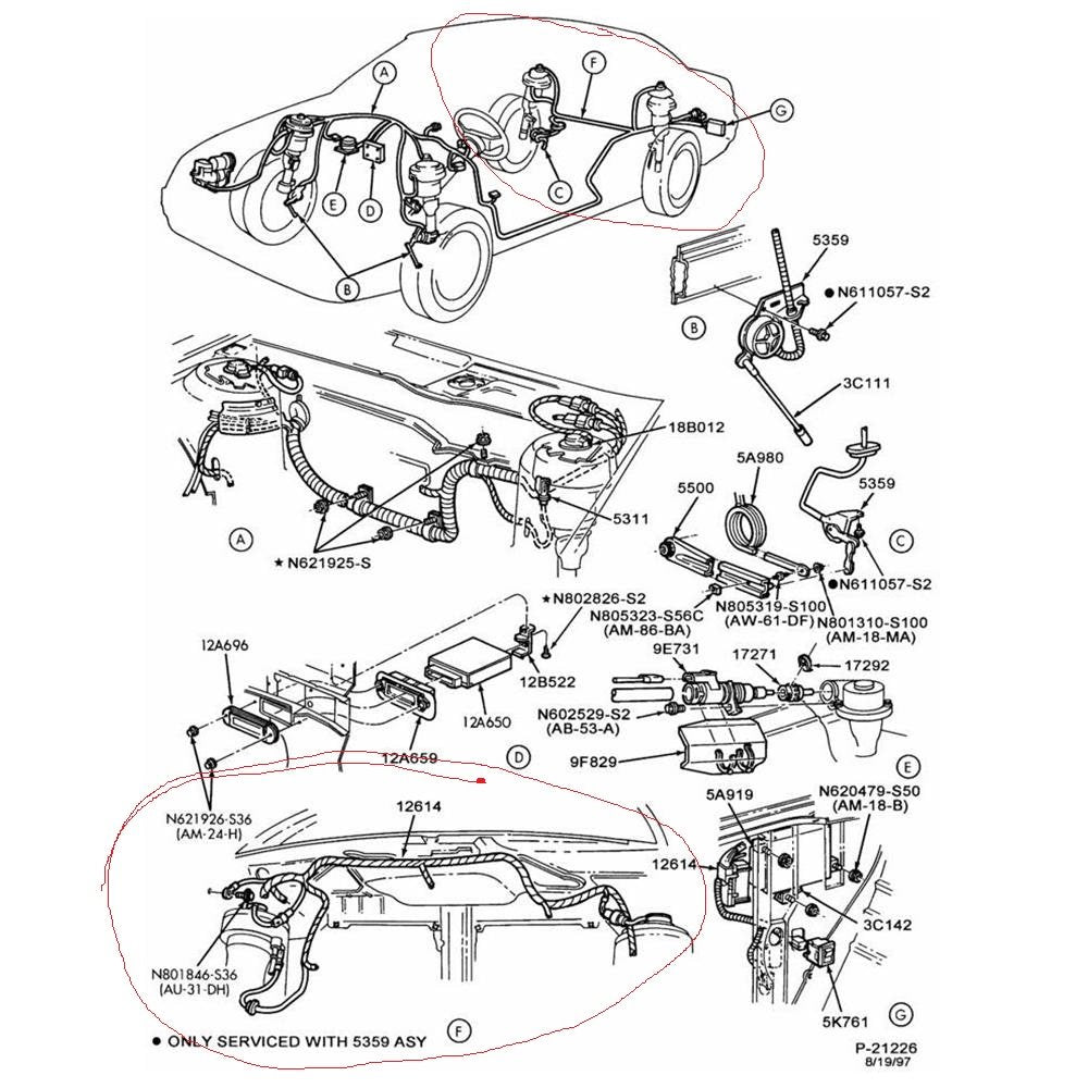 OEM Ford Suspension Wiring Harness F3OY-12614-A For 1993 Lincoln Continental