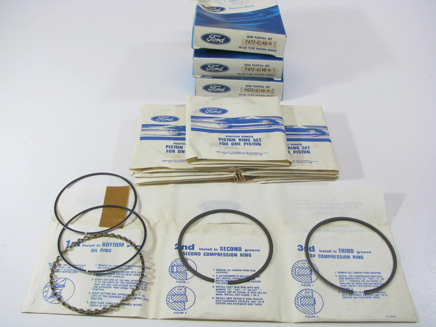 (3) NEW - OEM Ford F47Z-6148-A Partial Piston Rings - Standard 1994-1996 3.0L-V6