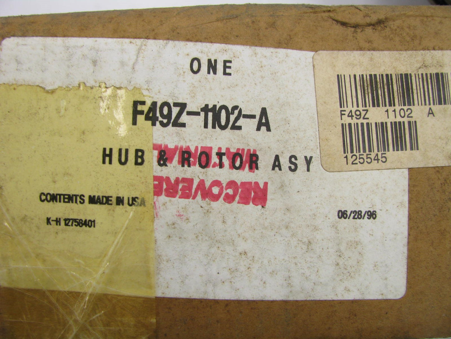 NEW - OEM Ford F49Z-1102-A Front Right Brake Rotor Hub For 1992-1997 Aerostar