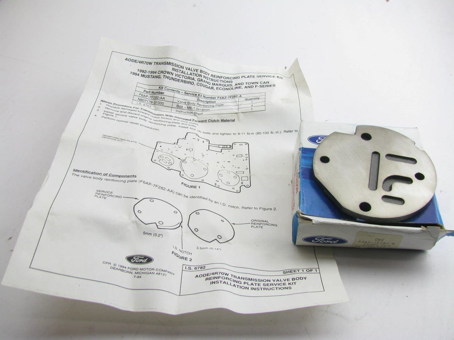 Ford F4AZ-7F282-A Auto Transmission 4R70W Valve Body Stiffener Plate (Updated)