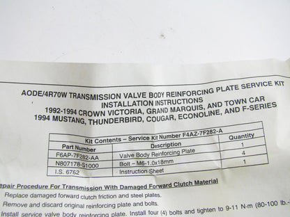 Ford F4AZ-7F282-A Auto Transmission 4R70W Valve Body Stiffener Plate (Updated)