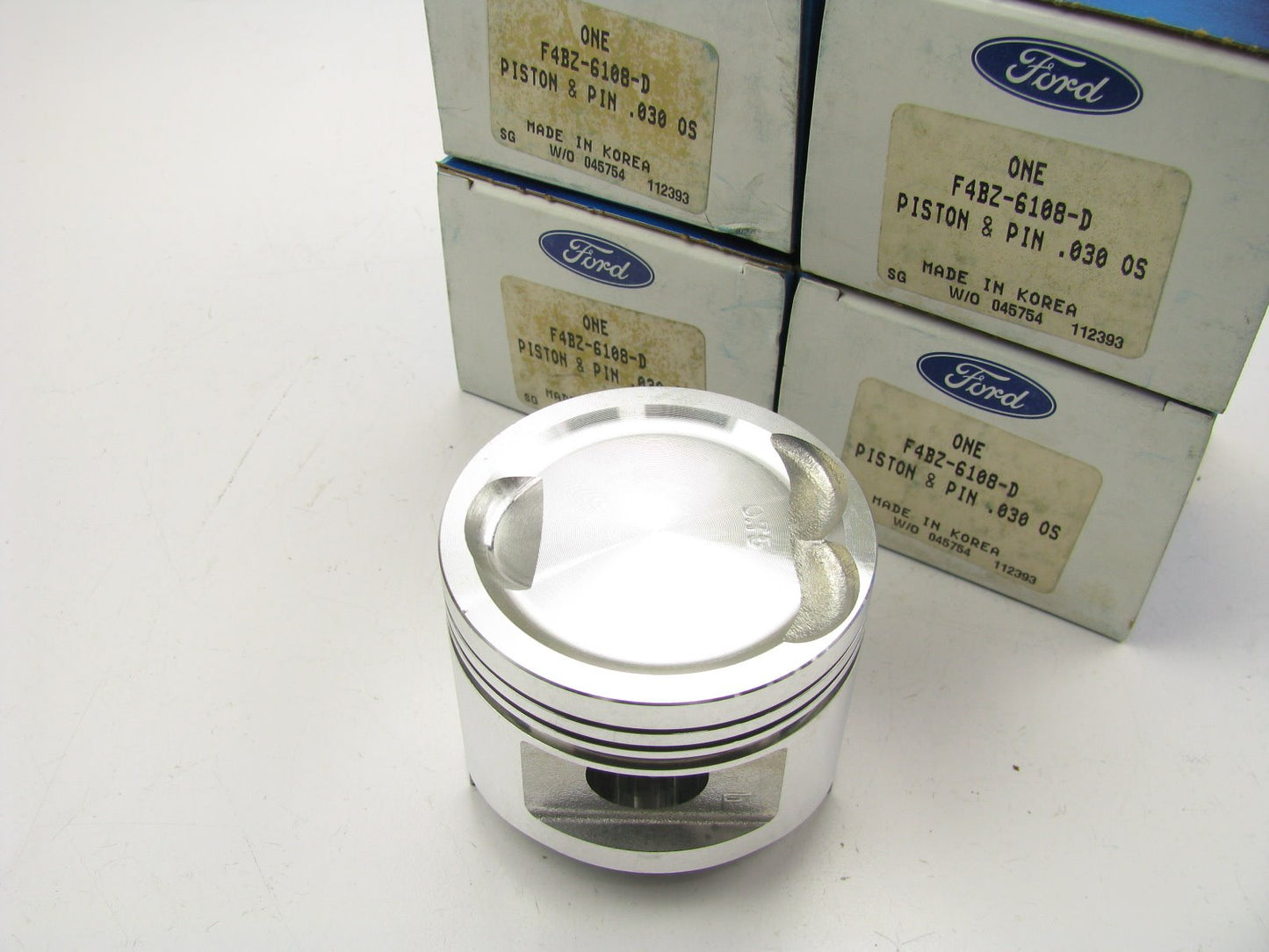 (4) NEW - OEM Ford F4BZ-6108-D Engine Pistons .030'' 1994-1997 Aspire 1.3L-L4