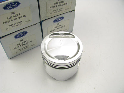 (4) NEW GENUINE OEM Ford F4BZ-6108-E Pistons - 1988-1997 Ford 1.3L - 0.040'' OVER