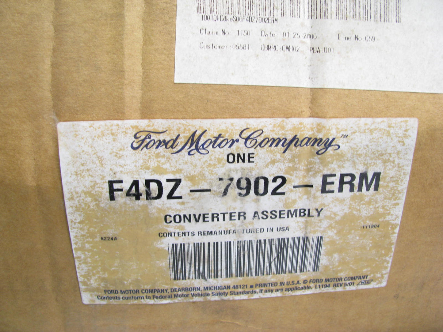 REMAN. OEM Ford F4DZ-7902-ERM Torque Converter For 94-95 Ford Taurus Sable