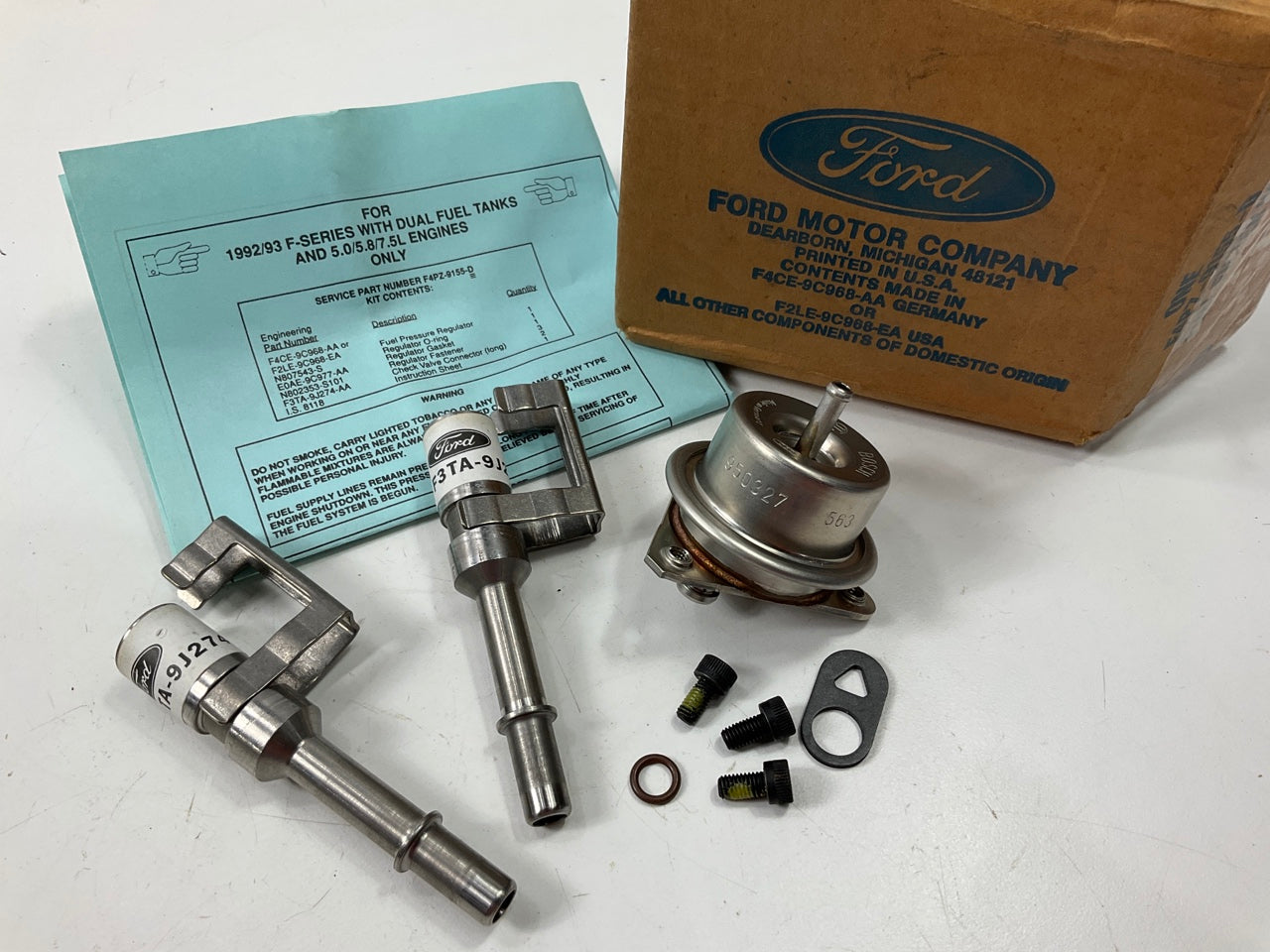 NOS - OEM Ford F4PZ-9155-D Dual Fuel Tank Cross-Flow Check Valve & Regulator Kit