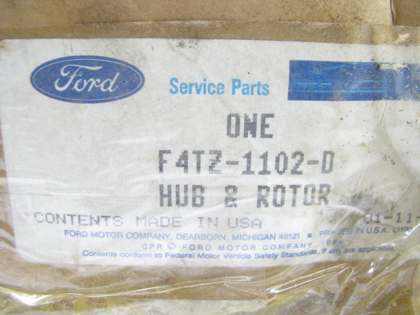 NEW GENUINE OEM Ford F4TZ-1102-D Front Brake Rotor W/ Hub  RWD (2WD) ONLY