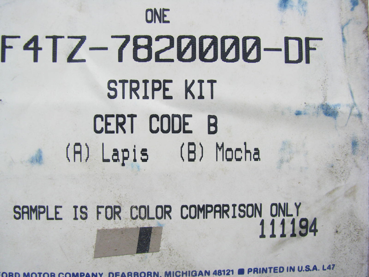 Ford F4TZ-7820000-DF Right Lower Body Decal Stripe 1994 Explorer Lapis & Mocha