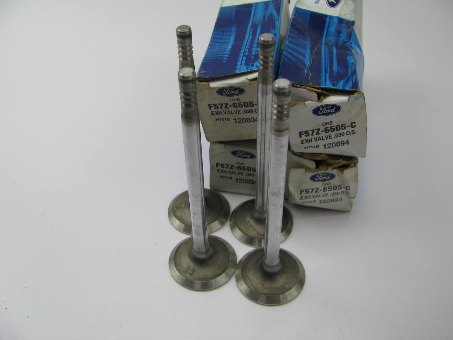 (4) NEW - OEM Ford F57Z-6505-C Exhaust Valve .030'' O/S 1994-01 2.3L 2.5L-L4
