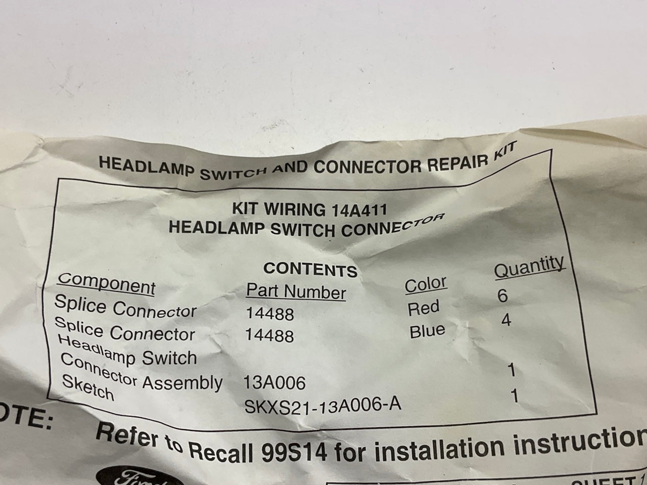 NEW - OEM Ford F5RZ-14A411-BA Headlamp Switch Connector Repair Pigtail