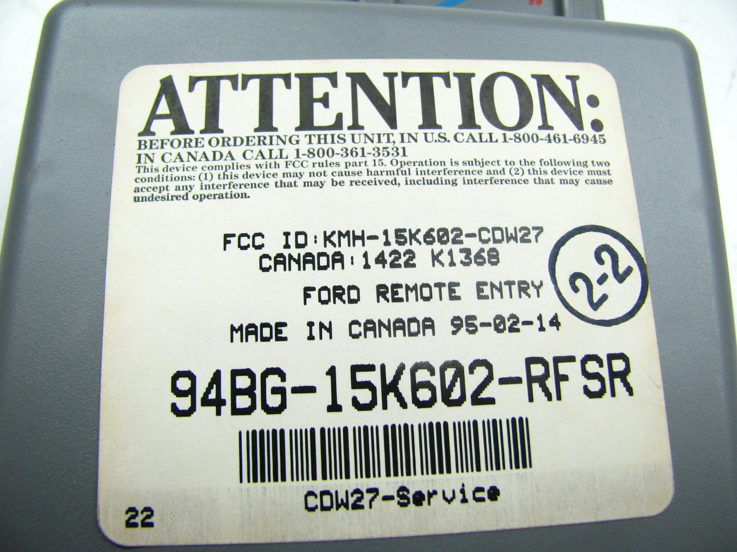 NOS Ford Keyless Entry Remote Anti-theft Control Module 1995-1996 Contour