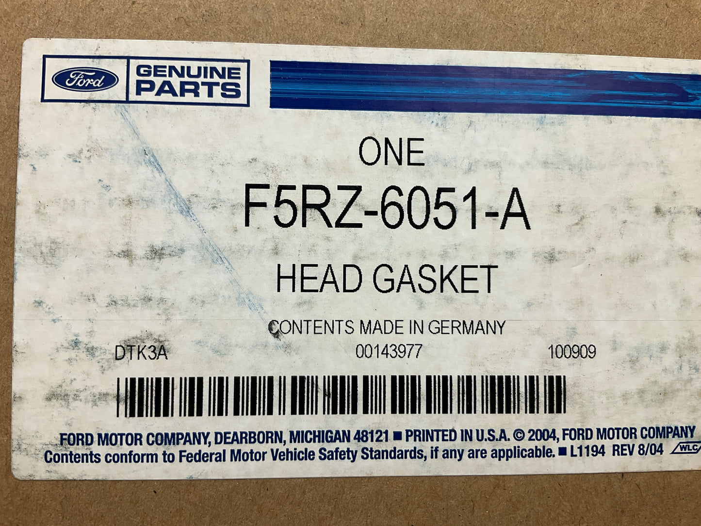NEW - OEM Ford F5RZ-6051-A Engine Cylinder Head Gasket 1995-2003 2.0L-L4