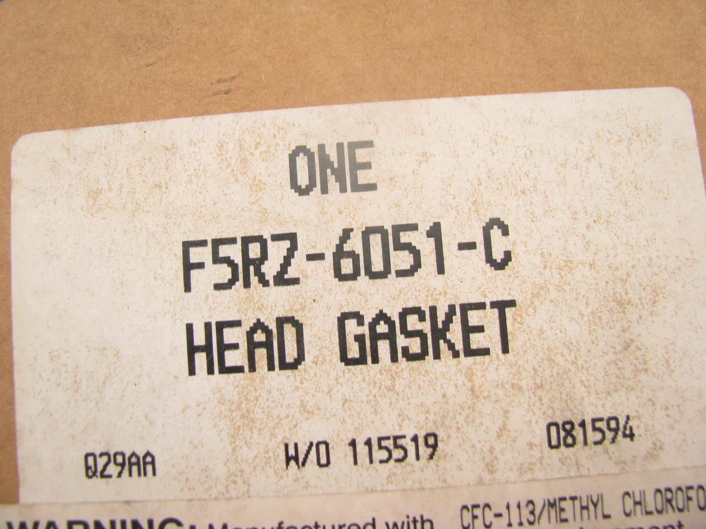 NEW - OEM Ford F5RZ-6051-C Left Cylinder Head Gasket 1995-2000 2.5L-V6