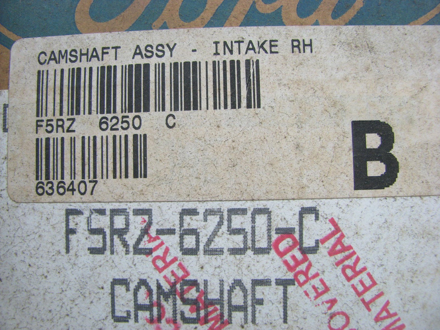 NEW Right Intake Side Cam Camshaft OEM Ford F5RZ-6250-C  1995-2000 2.5L 3.0L-V6