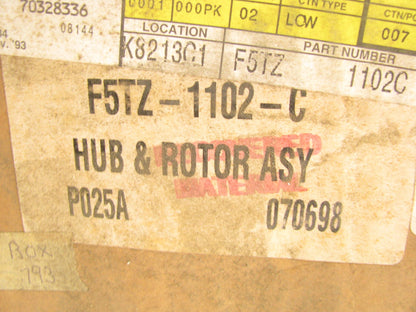 NEW - OEM Ford F5TZ-1102-C FRONT Disc Brake Rotor & Hub - 4WD ONLY