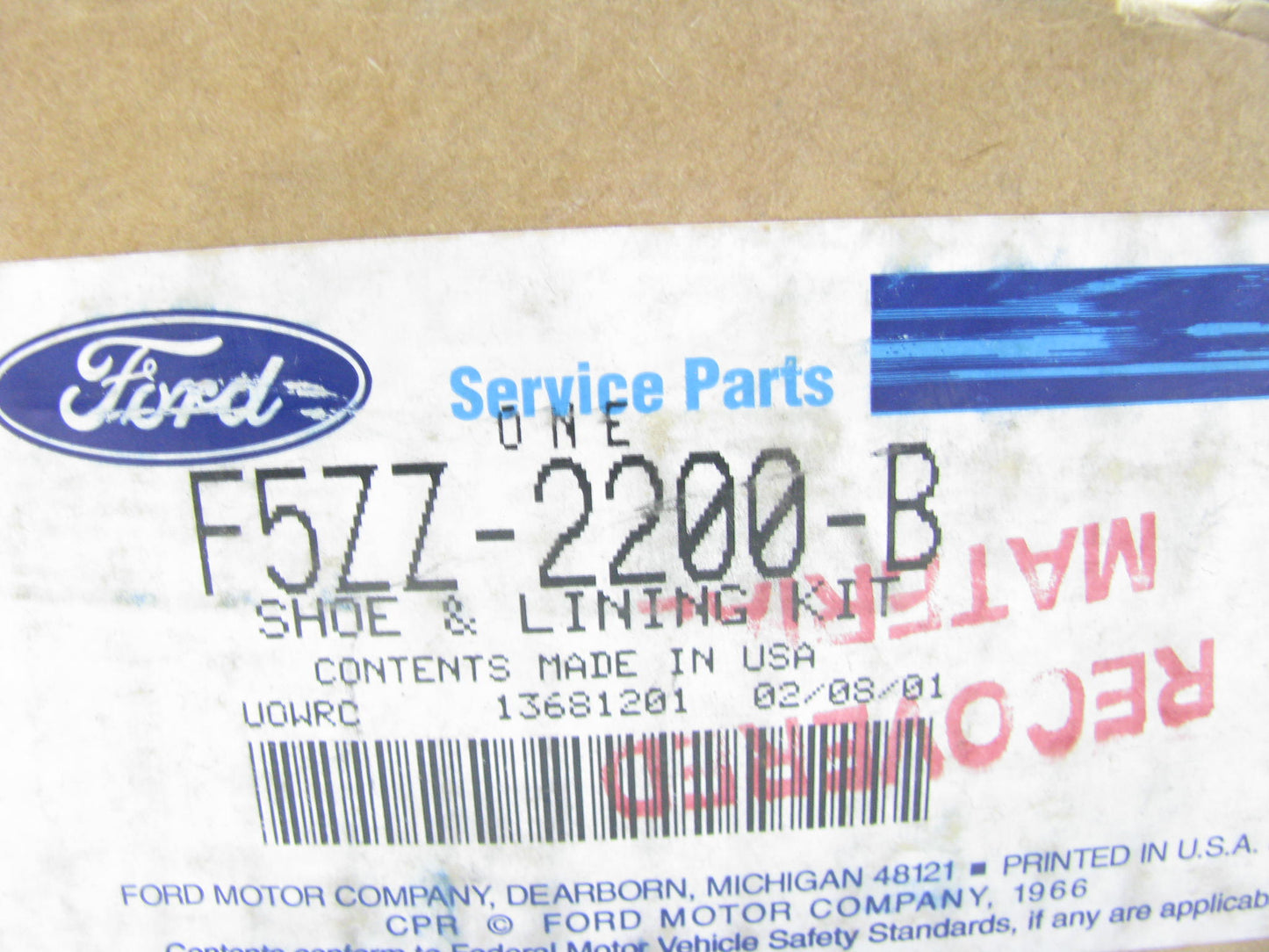 NEW GENUINE - OEM Ford F5ZZ-2200-B Rear Disc Brake Pads 1994-2004 SVT COBRA ONLY