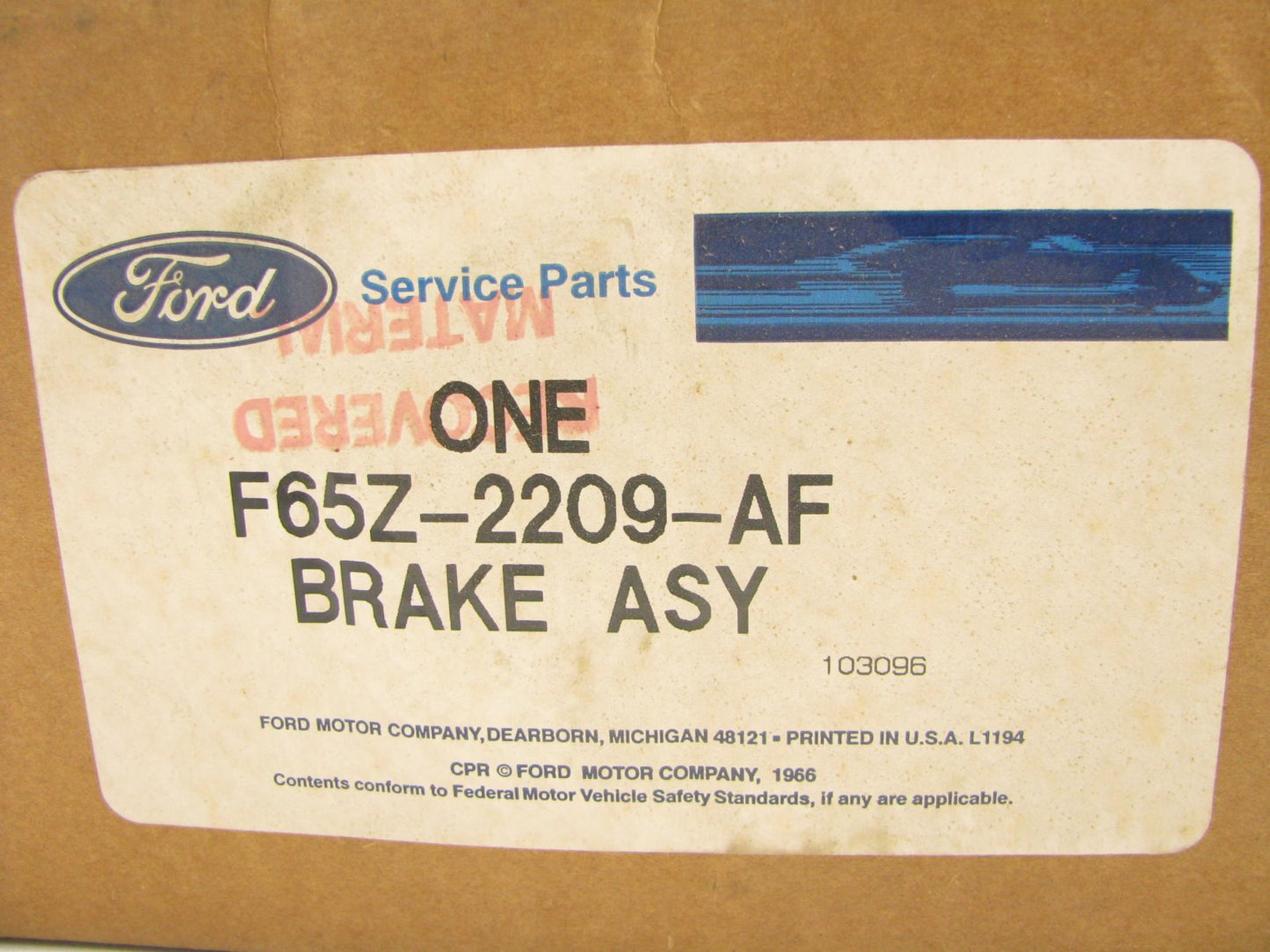 NEW GENUINE OEM FORD Rear Right Drum Brake Backing Plate W/ Shoes F65Z-2209-AF