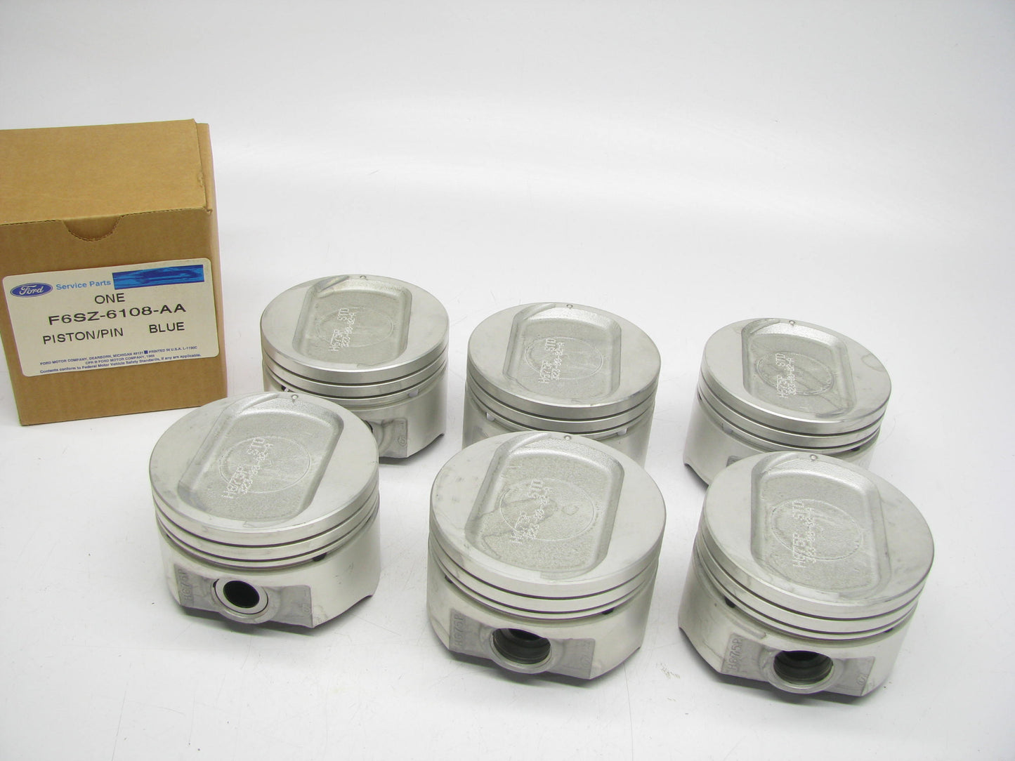 (6) NEW - OEM Ford F6SZ-6108-AA Engine Piston - Standard 1989-1995 3.8L-V6