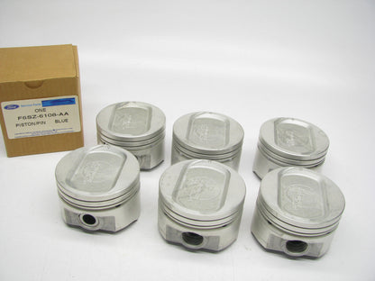 (6) NEW - OEM Ford F6SZ-6108-AA Engine Piston - Standard 1989-1995 3.8L-V6