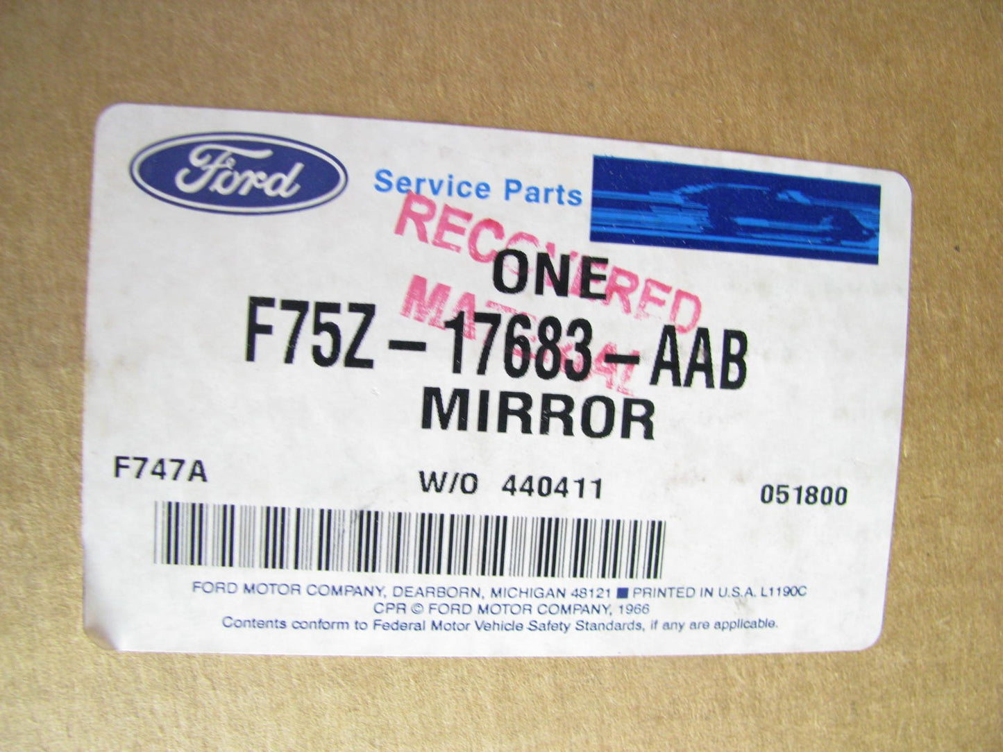 NEW GENUINE OEM Ford F75Z-17683-AAB Left Drivers Side Mirror - 1997 Expedition
