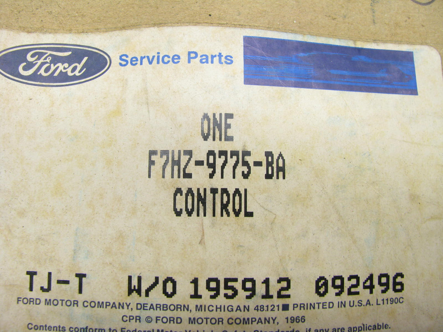 NEW - OEM Ford F7HZ-9775-BA Throttle Lock Control Cable, 50'' Long