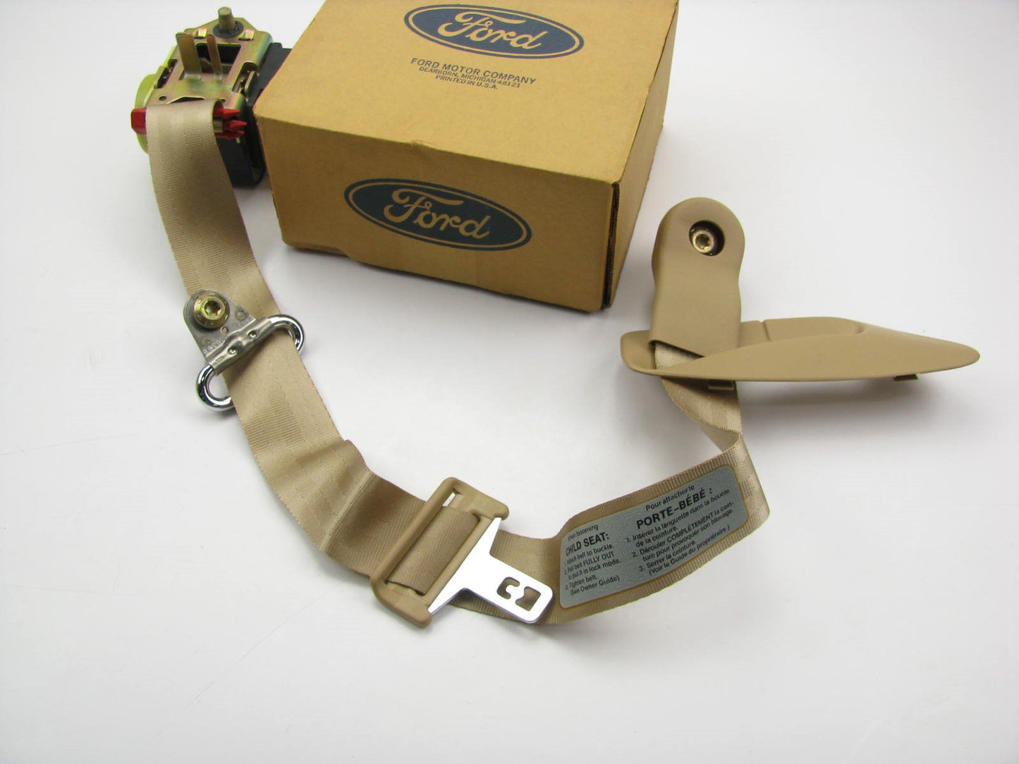 Ford F7LZ-63611B69-AAB Rear Left Seat Belt - Prairie Tan 1997 Lincoln Mark VIII