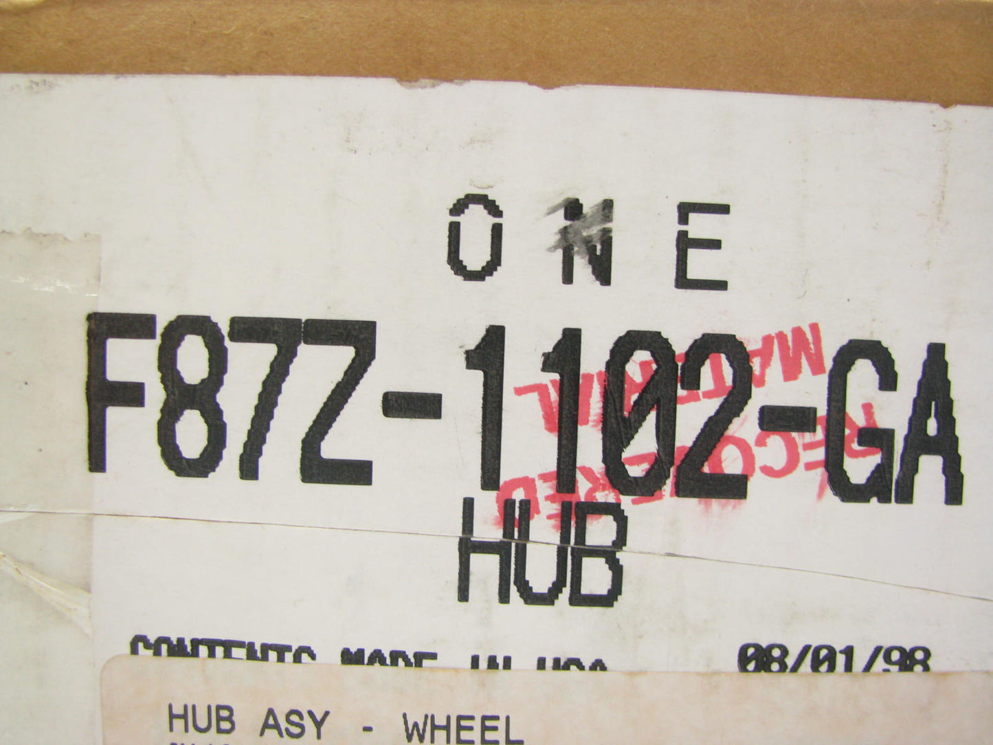 NEW - OEM Ford F87Z-1102-GA Front Disc Brake Rotor & Hub Assembly