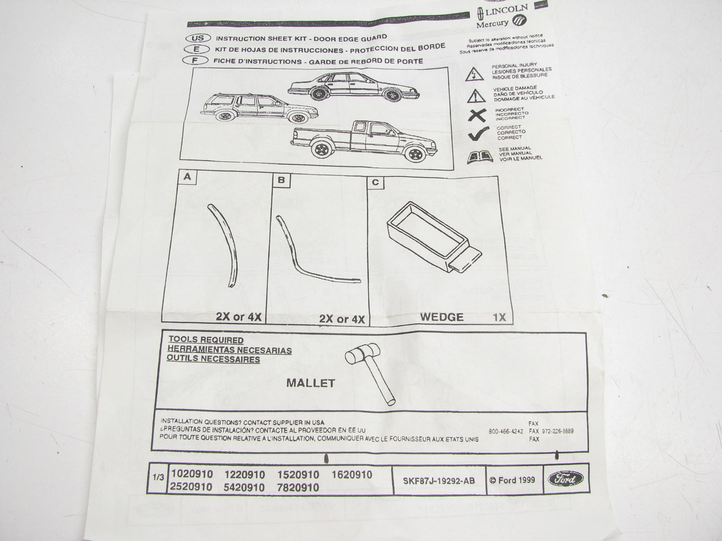 NEW - OEM Ford F87Z-5420910-BA Door Edge Guard Kit 1995-01 Explorer Eddie Bauer