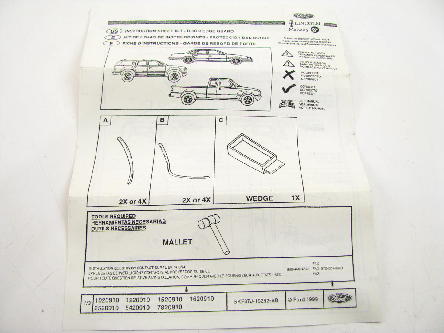 NEW - OEM Ford F87Z-5420910-CA Door Edge Molding Kit 1992-2001 Explorer (2-Door)