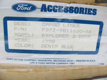 NEW OEM Ford F87Z-9811600-AA Trunk Cargo Liner DEMIN BLUE For 1998-99 Explorer