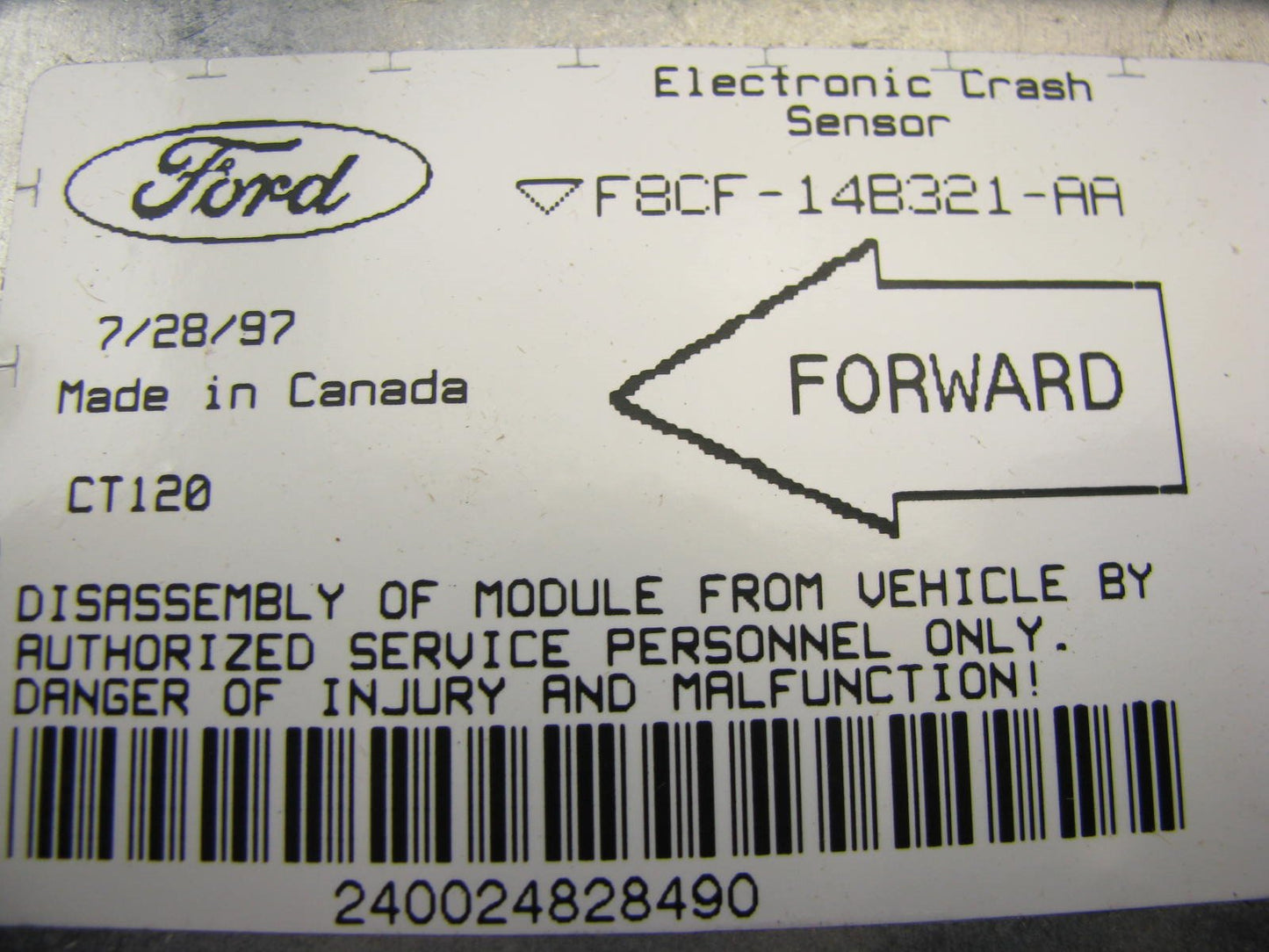 NEW Genuine Crash Sensor SRS Control Module OEM Ford F8CF-14B321-AA