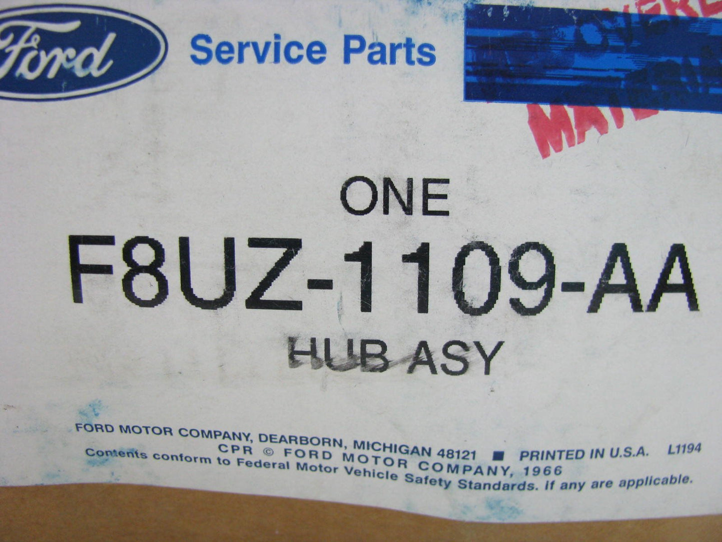 OEM Ford F8UZ-1109-AA Rear Axle Wheel Hub - 1997-2000 E-350 Econoline 8-LUG