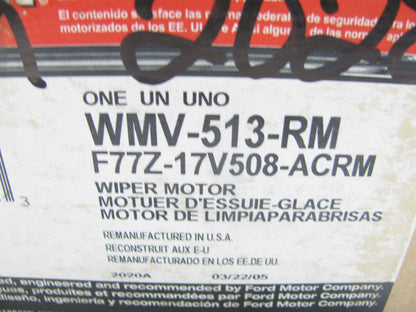 REMAN. 1997 Explorer Rear Wiper Motor OEM Ford Motorcraft WMV513RM