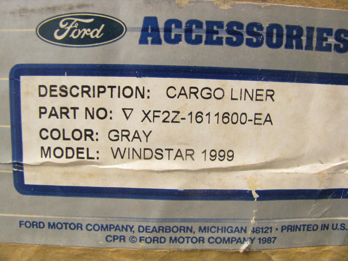 OEM Ford Rear Floor Cargo Liner For 1999-2003 Ford Windstar XF2Z-1611600-EA